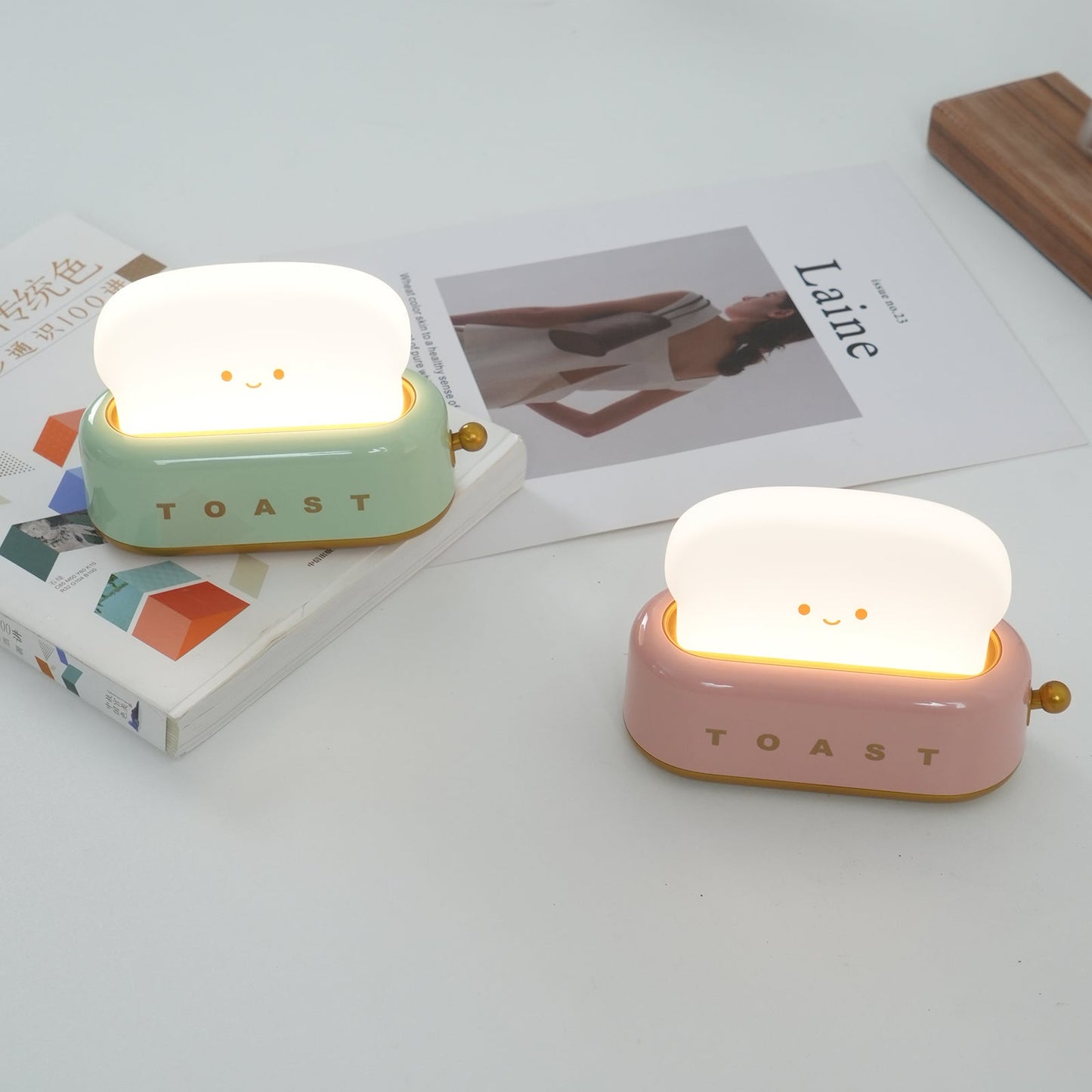 Cute Toaster Night Light | Rechargeable Bedside Table Lamp