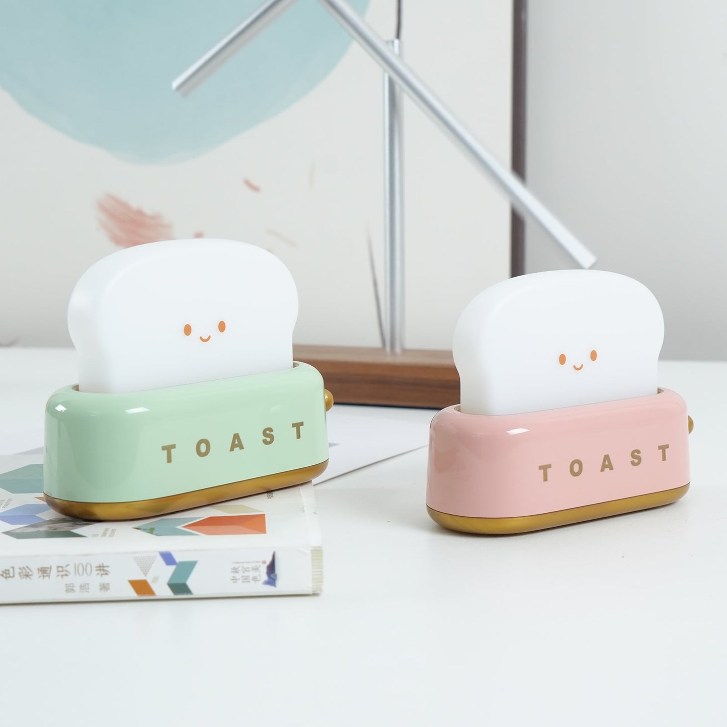 Cute Toaster Night Light | Rechargeable Bedside Table Lamp