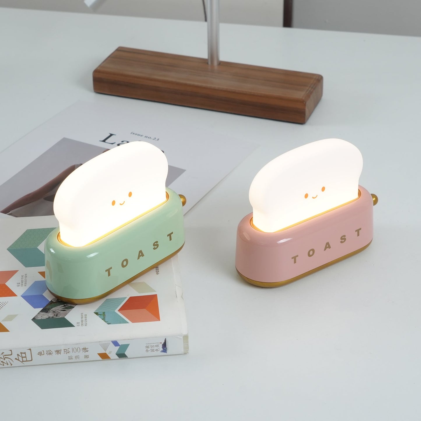 Cute Toaster Night Light | Rechargeable Bedside Table Lamp