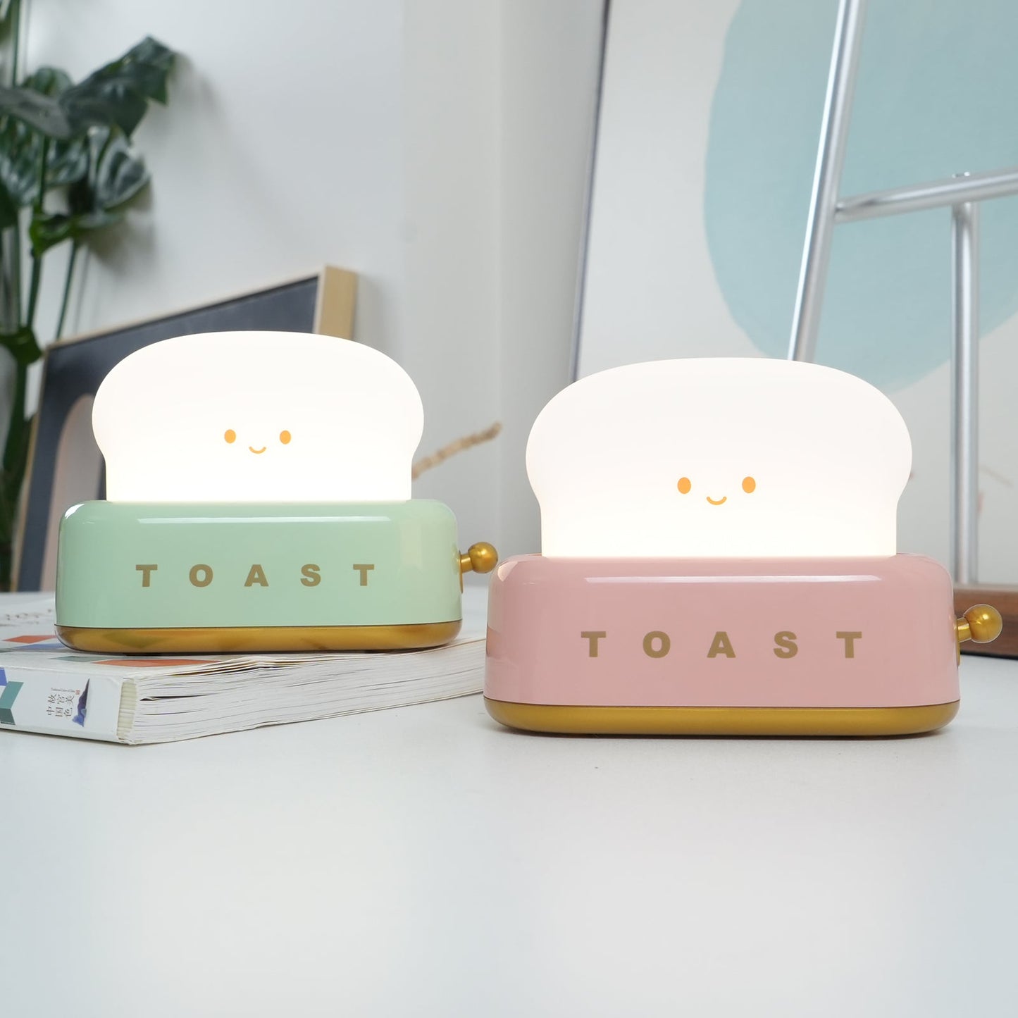Cute Toaster Night Light | Rechargeable Bedside Table Lamp