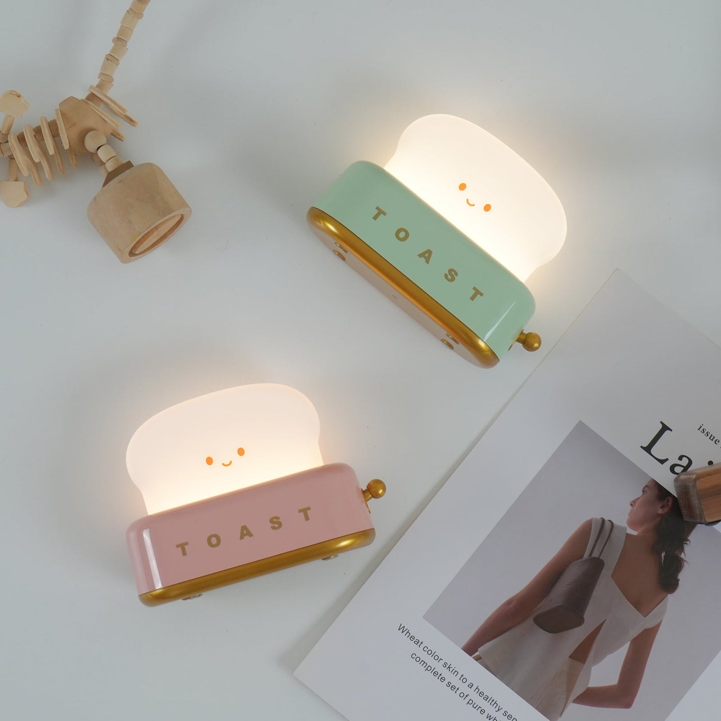 Cute Toaster Night Light | Rechargeable Bedside Table Lamp