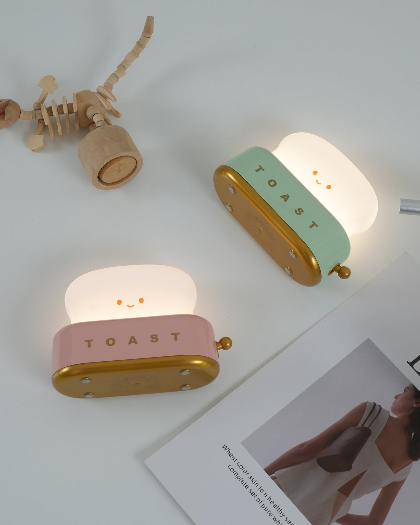 Cute Toaster Night Light | Rechargeable Bedside Table Lamp