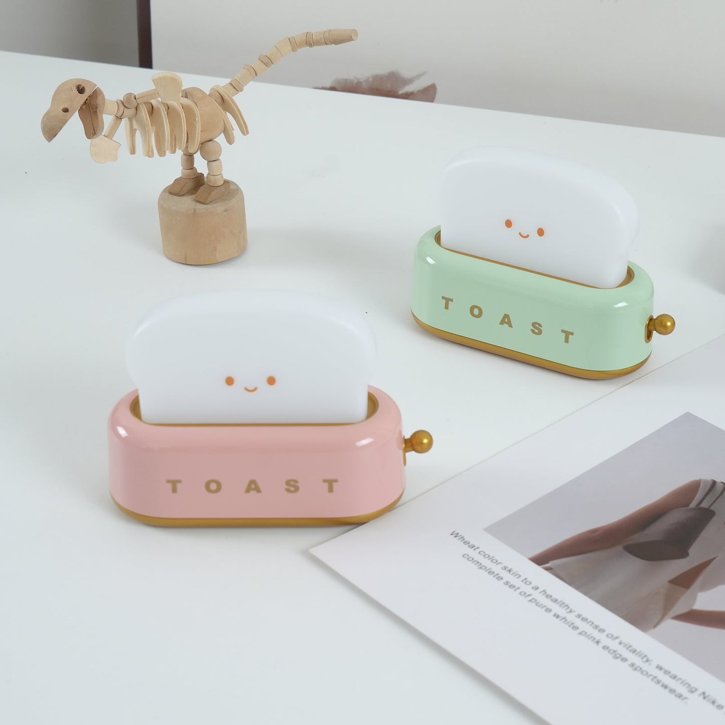 Cute Toaster Night Light | Rechargeable Bedside Table Lamp
