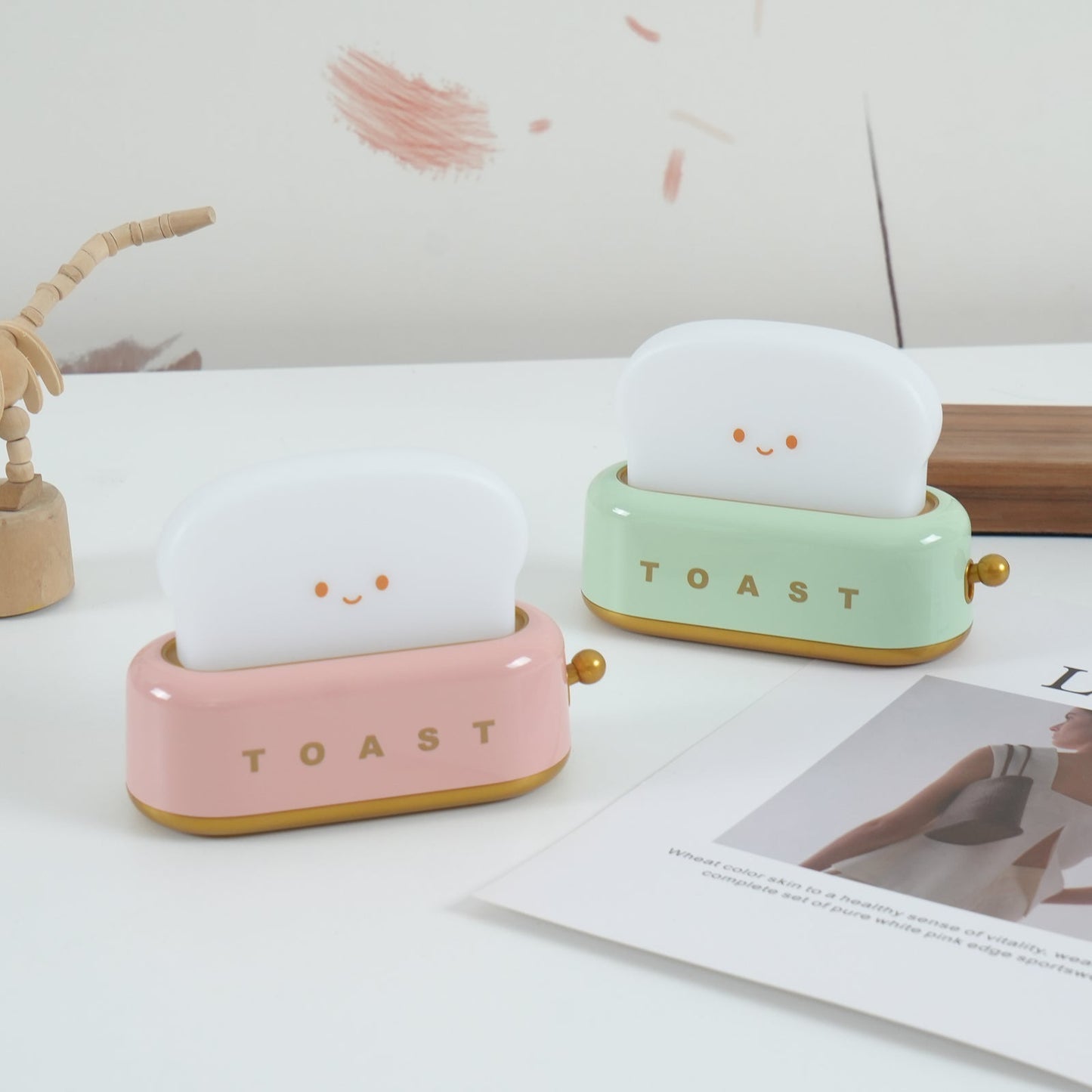 Cute Toaster Night Light | Rechargeable Bedside Table Lamp
