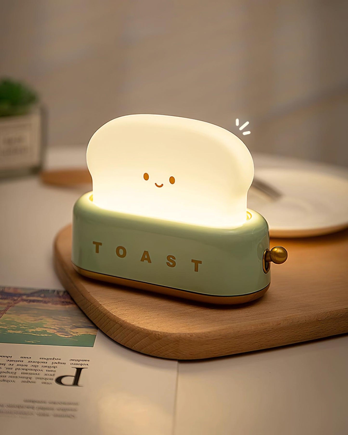 Cute Toaster Night Light | Rechargeable Bedside Table Lamp