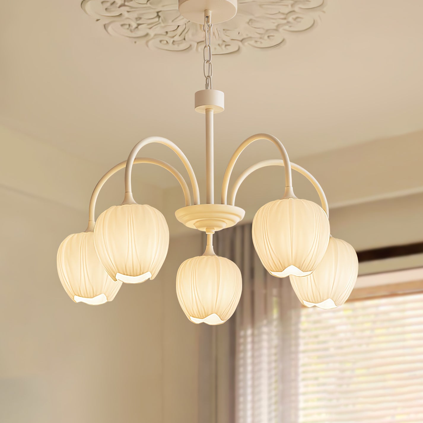 Tulip Chandelier Ceiling Lamp | Modern Floral Light Fixture for Living and Dining