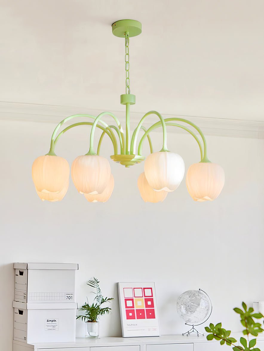 Tulip Chandelier Ceiling Lamp | Modern Floral Light Fixture for Living and Dining