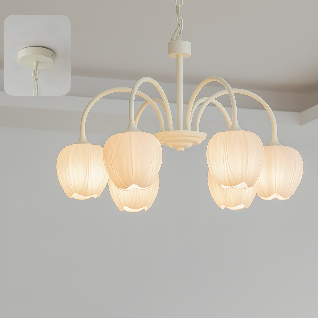 Tulip Chandelier Ceiling Lamp | Modern Floral Light Fixture for Living and Dining