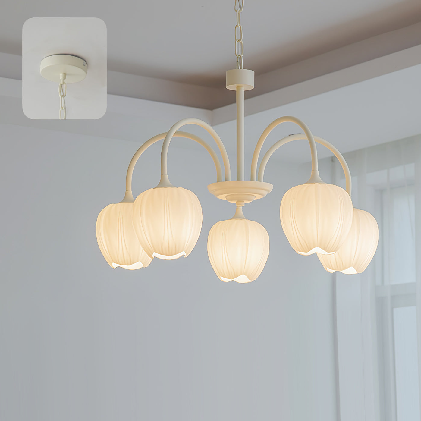 Tulip Chandelier Ceiling Lamp | Modern Floral Light Fixture for Living and Dining