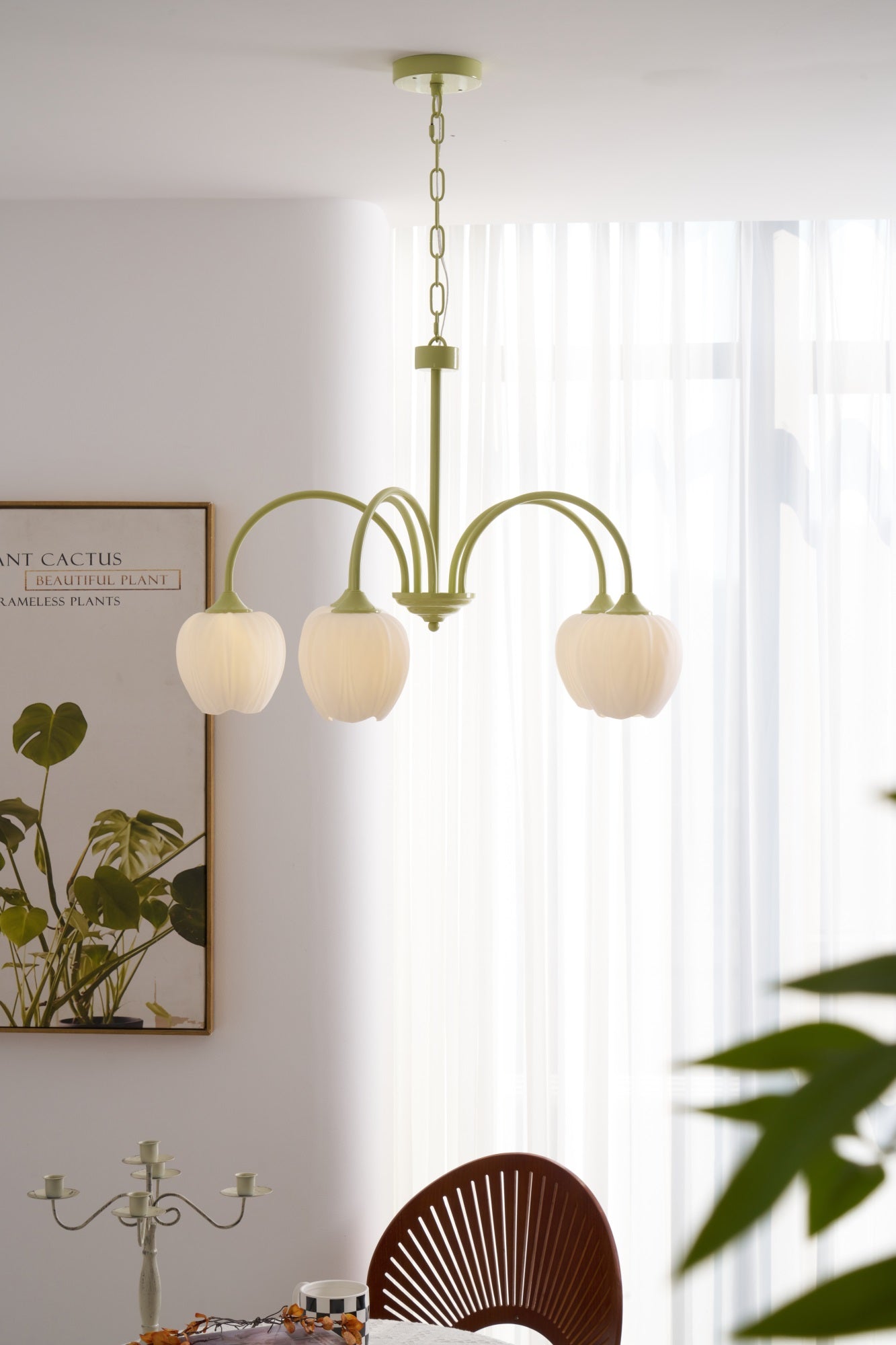 Tulip Chandelier Ceiling Lamp | Modern Floral Light Fixture for Living and Dining