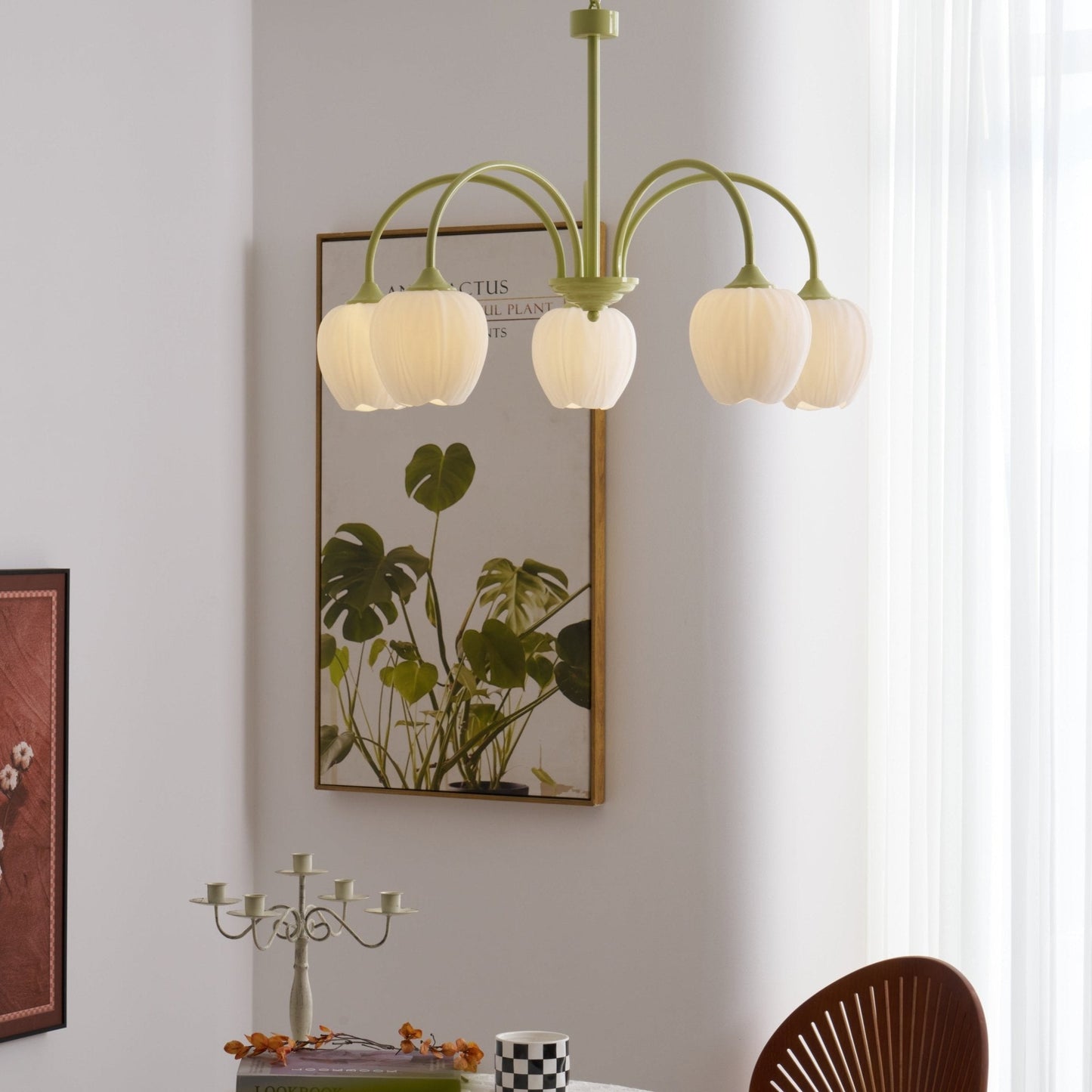 Tulip Chandelier Ceiling Lamp | Modern Floral Light Fixture for Living and Dining