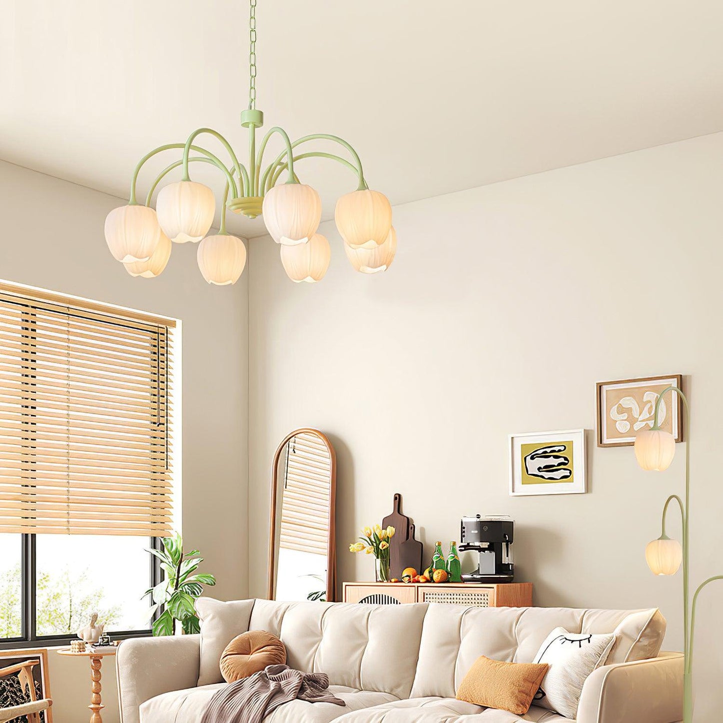 Tulip Chandelier Ceiling Lamp | Modern Floral Light Fixture for Living and Dining