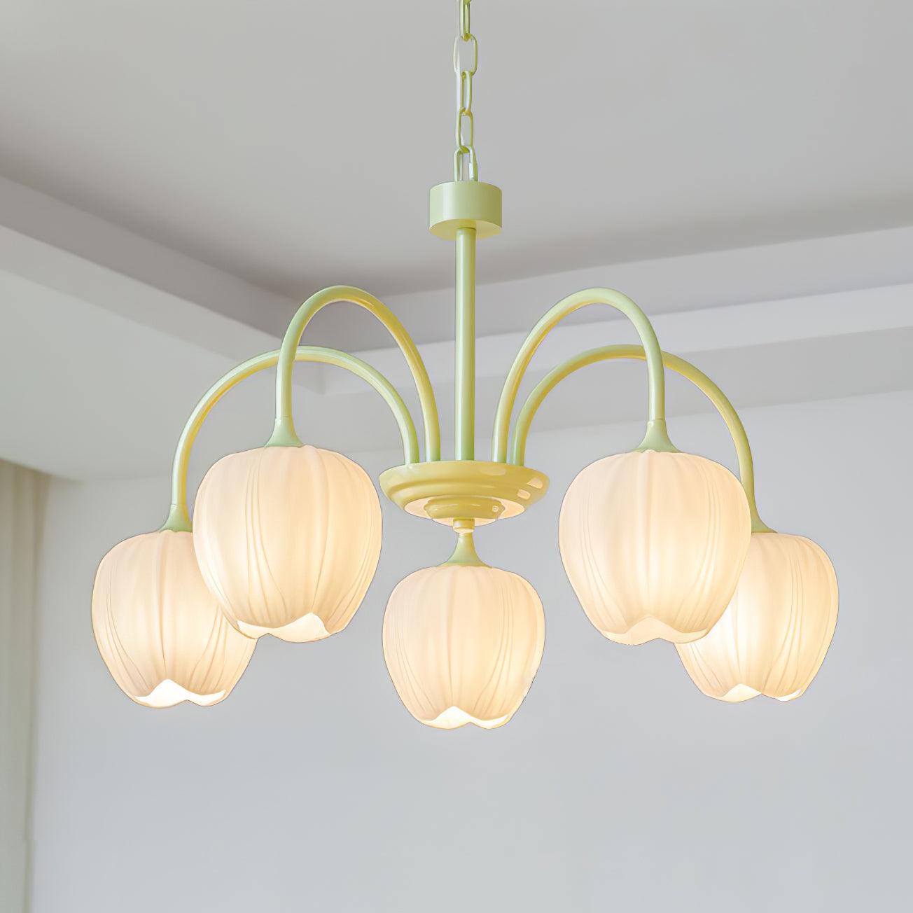 Tulip Chandelier Ceiling Lamp | Modern Floral Light Fixture for Living and Dining