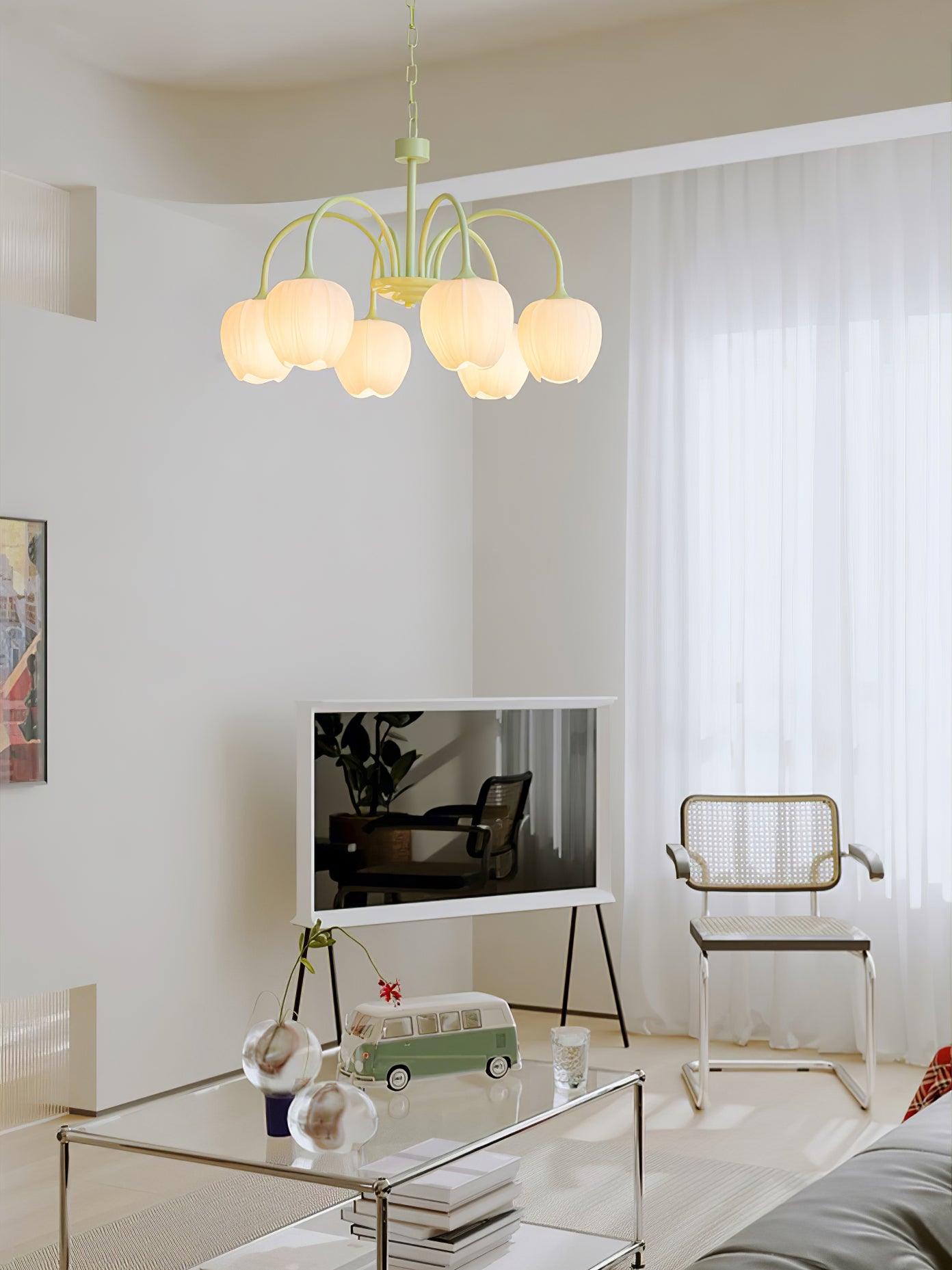 Tulip Chandelier Ceiling Lamp | Modern Floral Light Fixture for Living and Dining