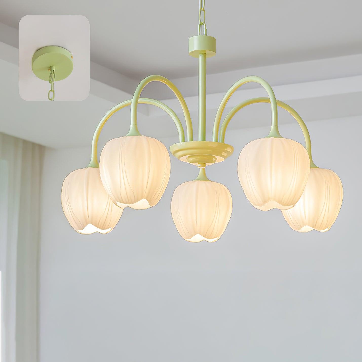 Tulip Chandelier Ceiling Lamp | Modern Floral Light Fixture for Living and Dining
