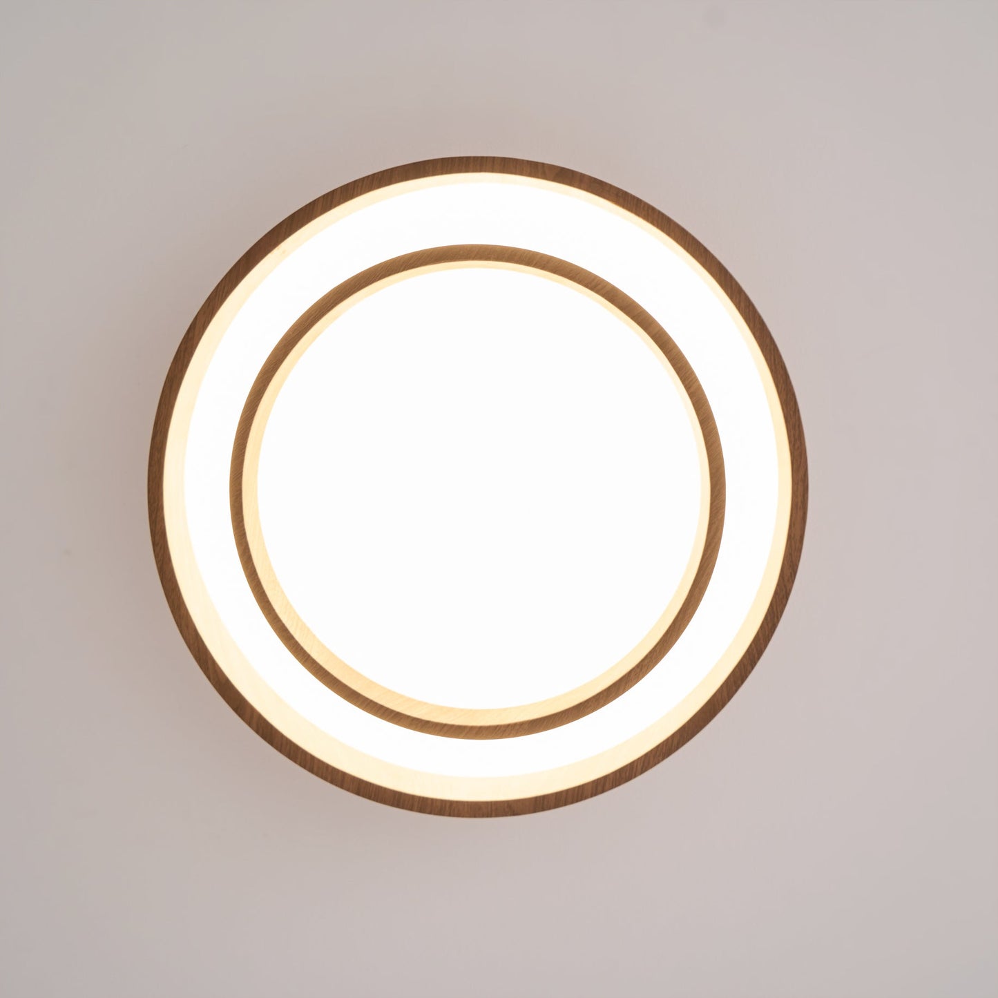Modern Round Ceiling Light in Walnut Effect | Flush Mount LED Ceiling Lamp