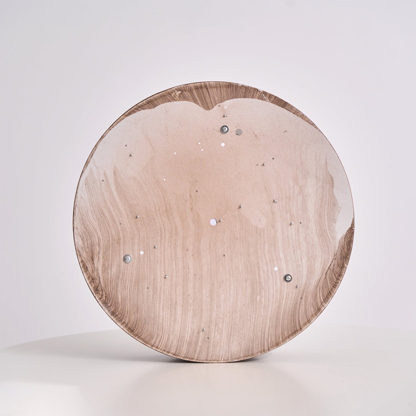 Modern Round Ceiling Light in Walnut Effect | Flush Mount LED Ceiling Lamp