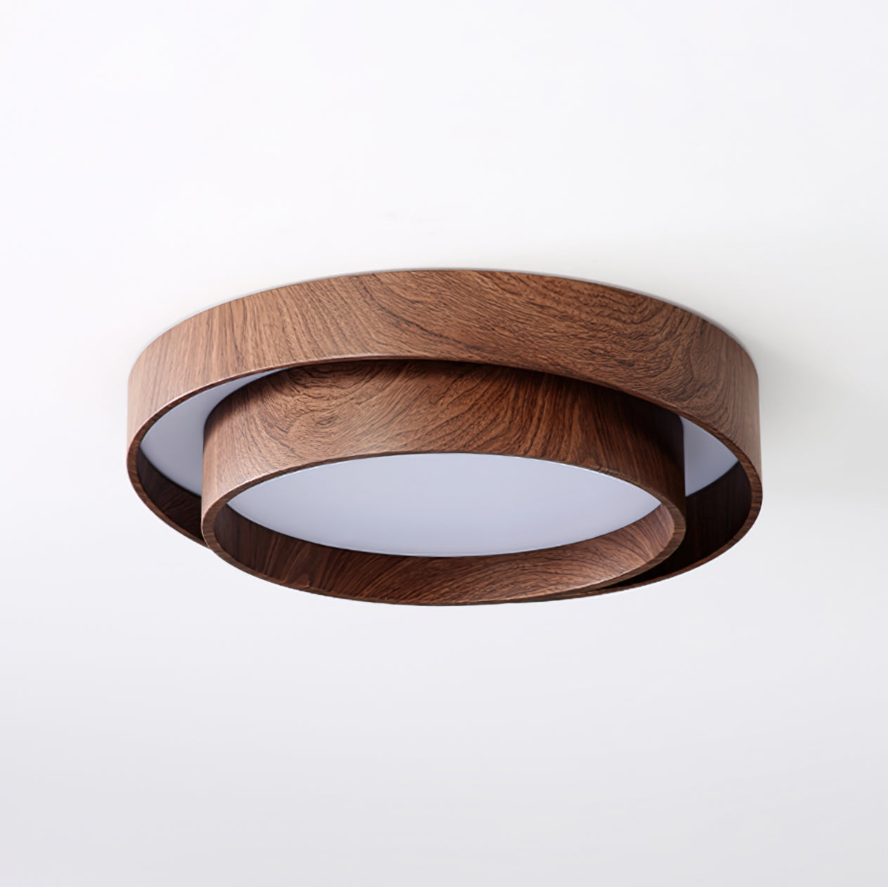 Modern Round Ceiling Light in Walnut Effect | Flush Mount LED Ceiling Lamp