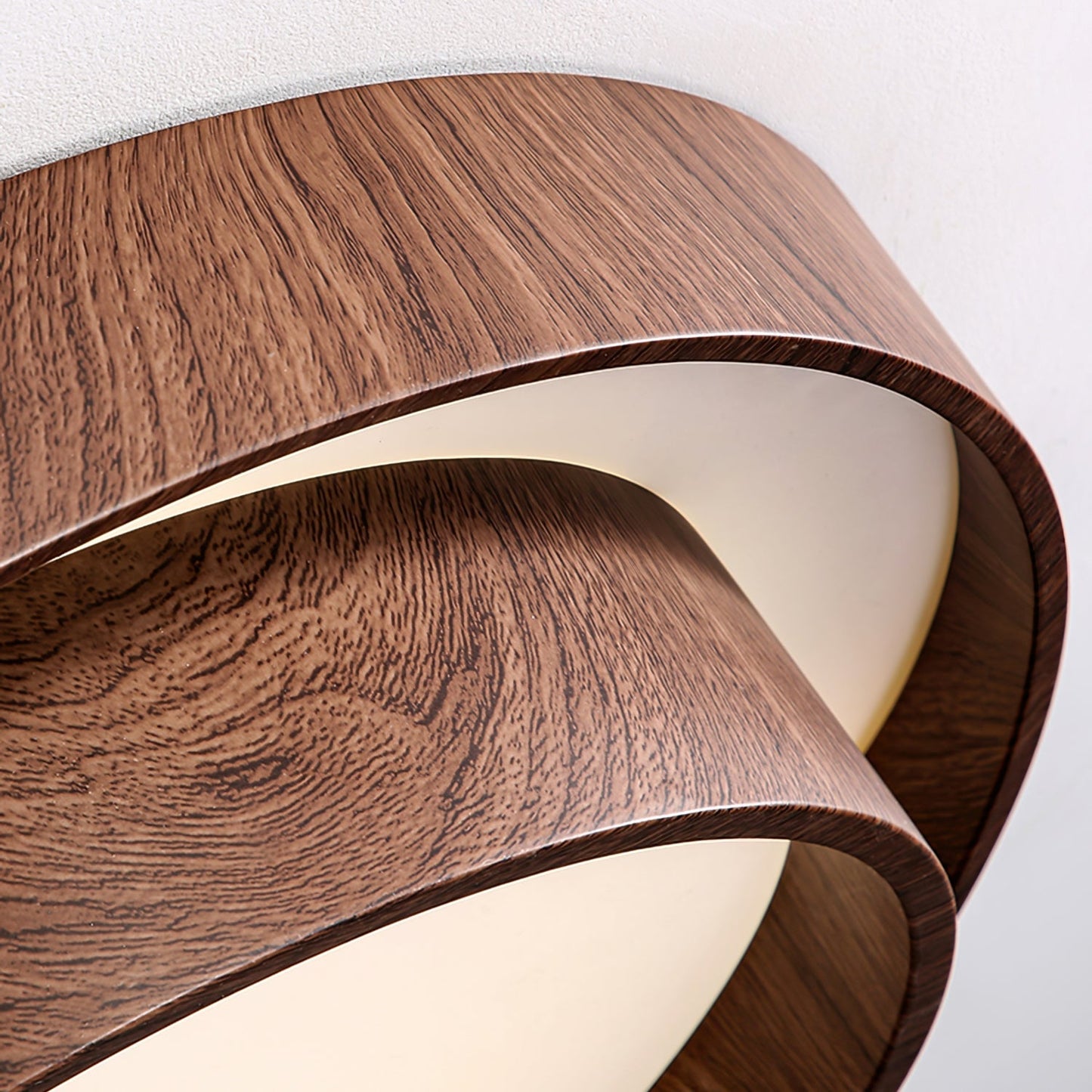 Modern Round Ceiling Light in Walnut Effect | Flush Mount LED Ceiling Lamp