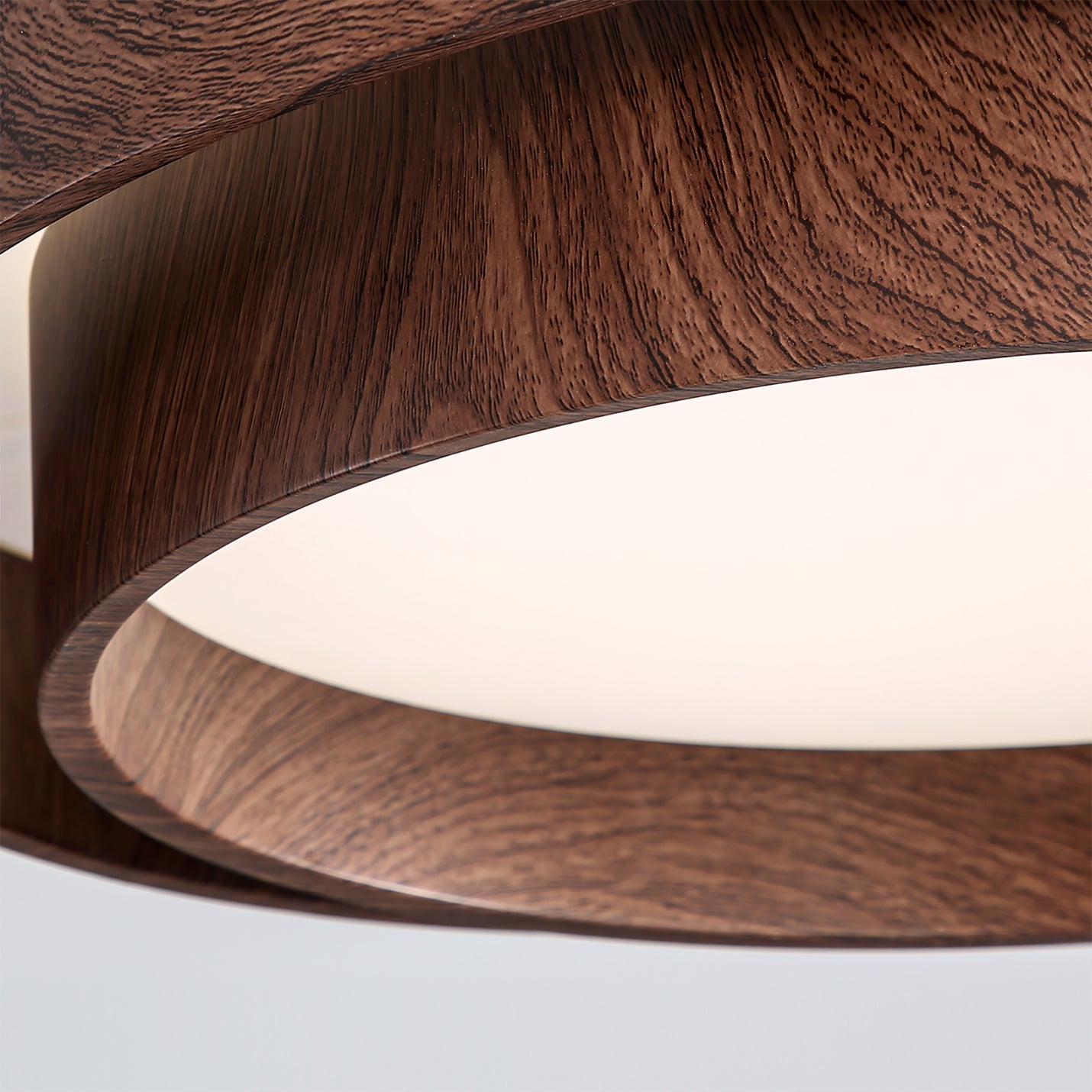 Modern Round Ceiling Light in Walnut Effect | Flush Mount LED Ceiling Lamp