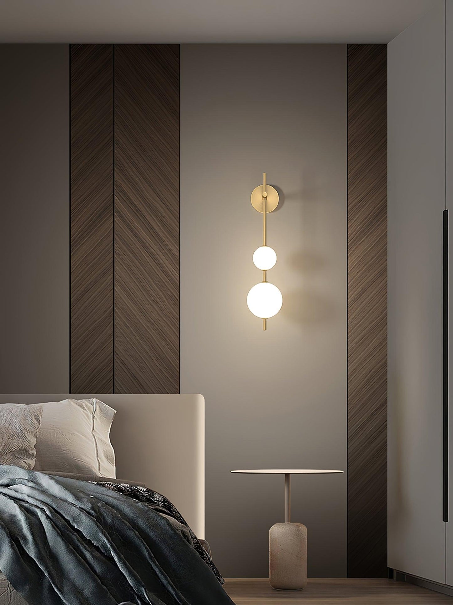 Modern Wall Lamp | Vertical Glass Globe Sconce for Bedroom