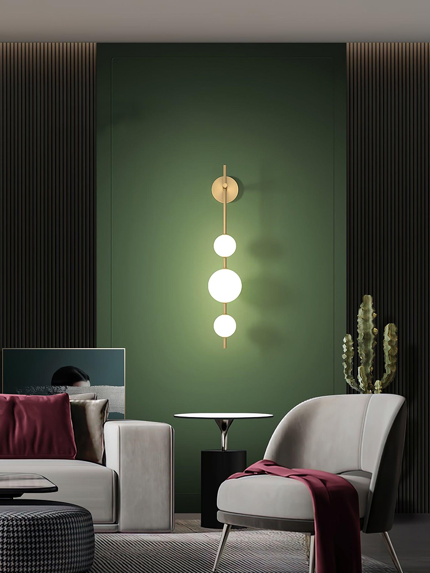 Modern Wall Lamp | Vertical Glass Globe Sconce for Bedroom