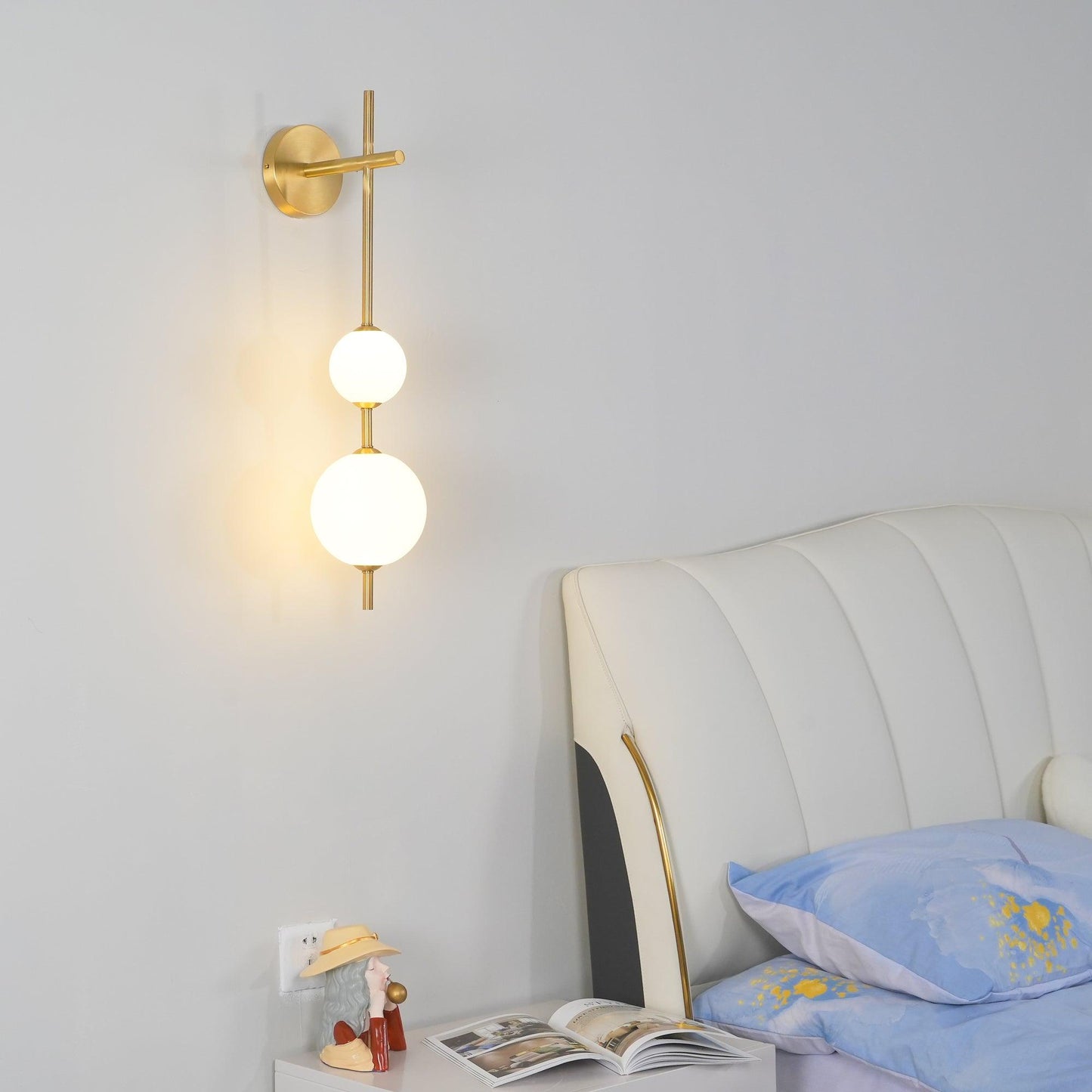Modern Wall Lamp | Vertical Glass Globe Sconce for Bedroom