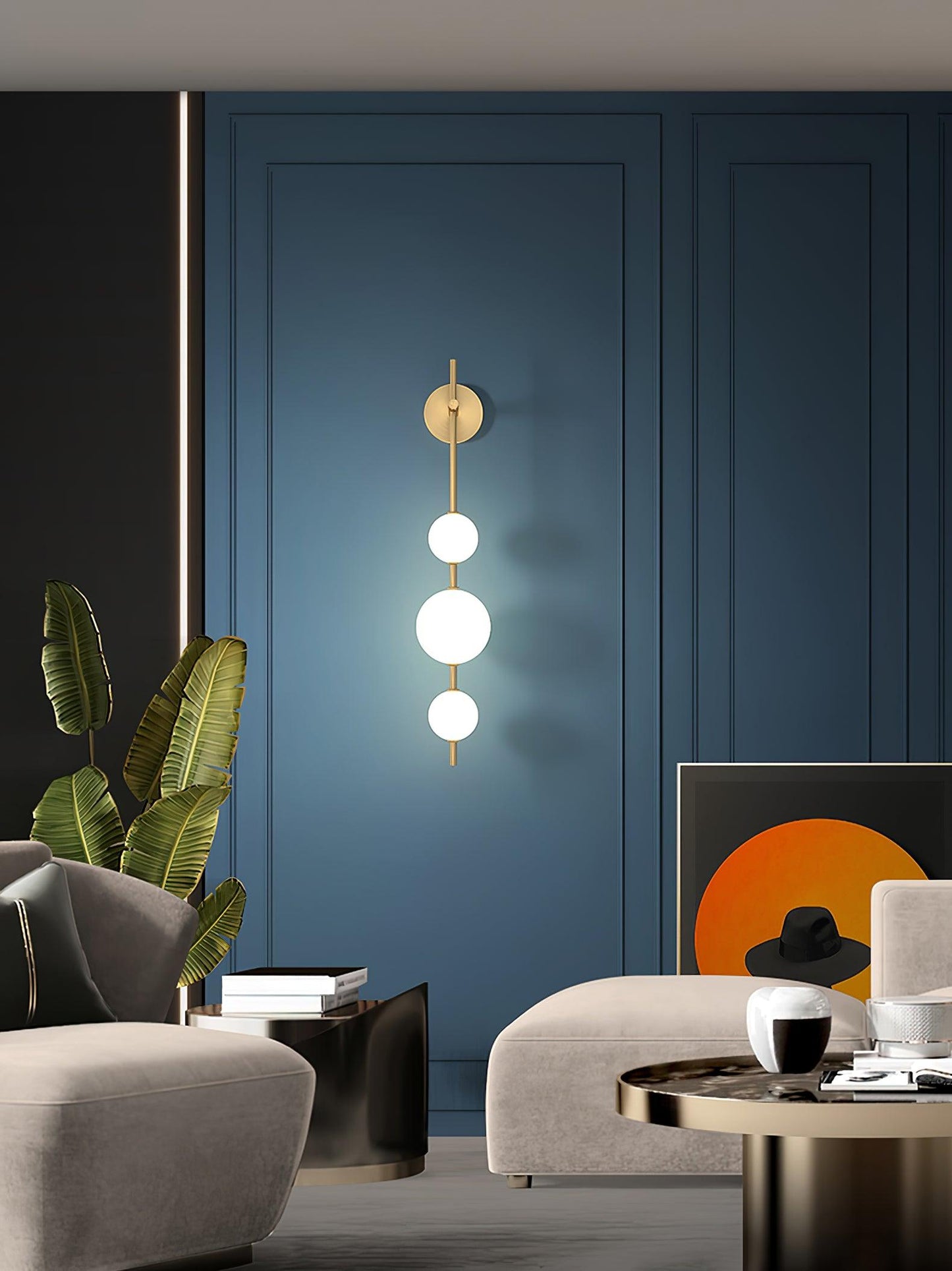Modern Wall Lamp | Vertical Glass Globe Sconce for Bedroom