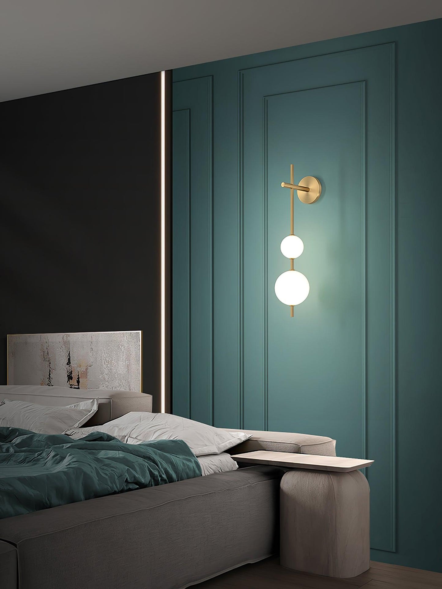 Modern Wall Lamp | Vertical Glass Globe Sconce for Bedroom
