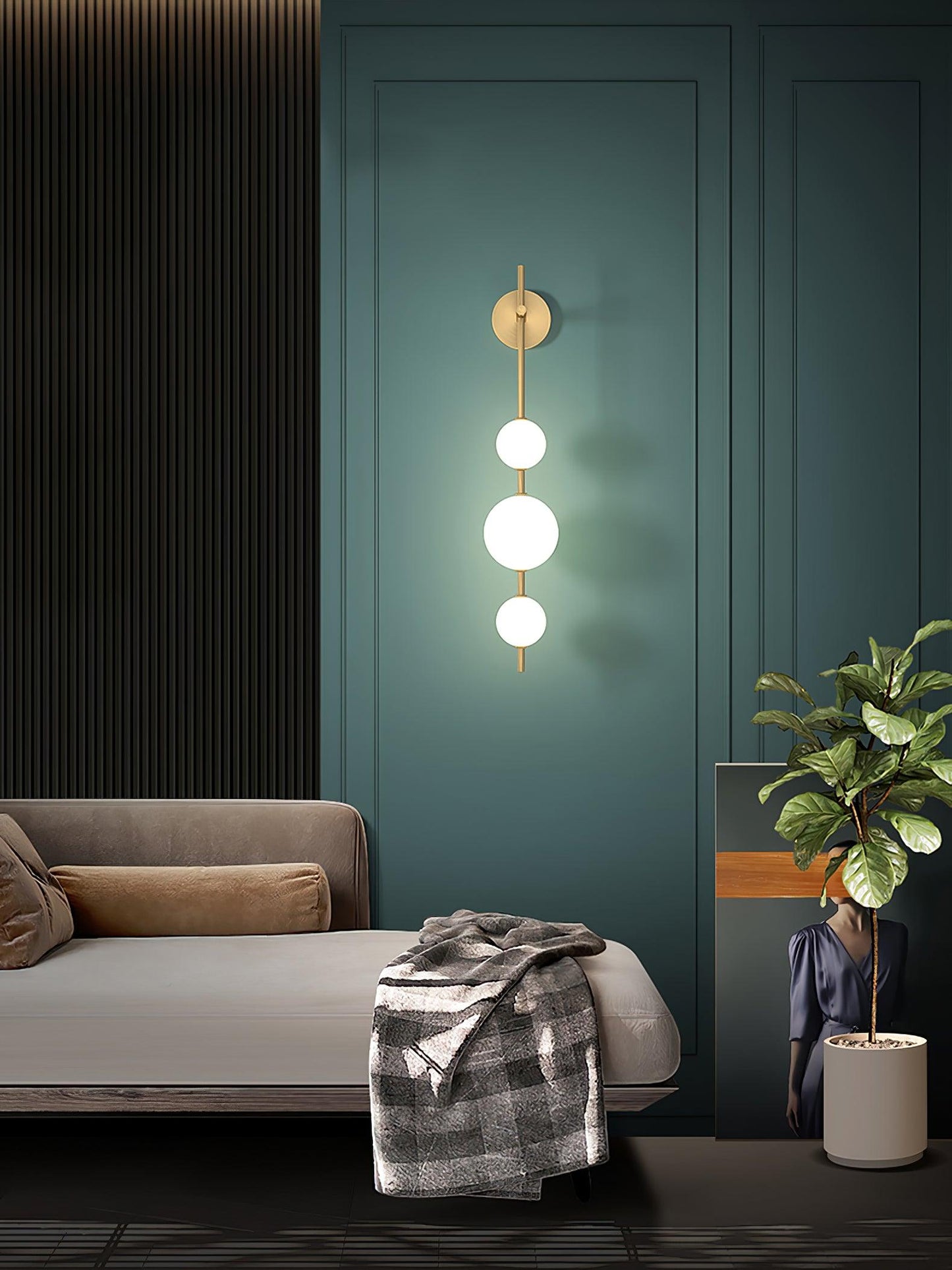 Modern Wall Lamp | Vertical Glass Globe Sconce for Bedroom