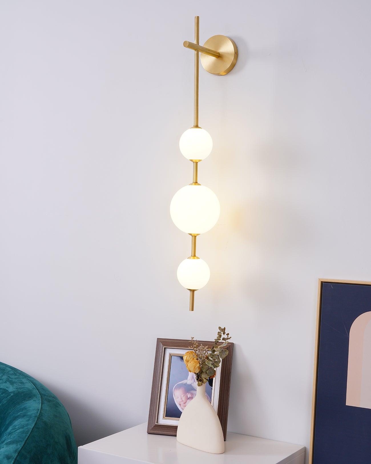 Modern Wall Lamp | Vertical Glass Globe Sconce for Bedroom