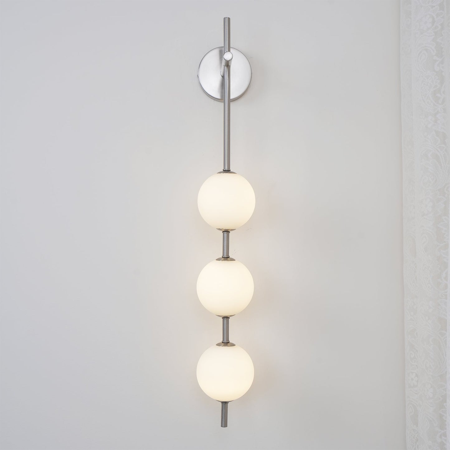 Modern Wall Lamp | Vertical Glass Globe Sconce for Bedroom