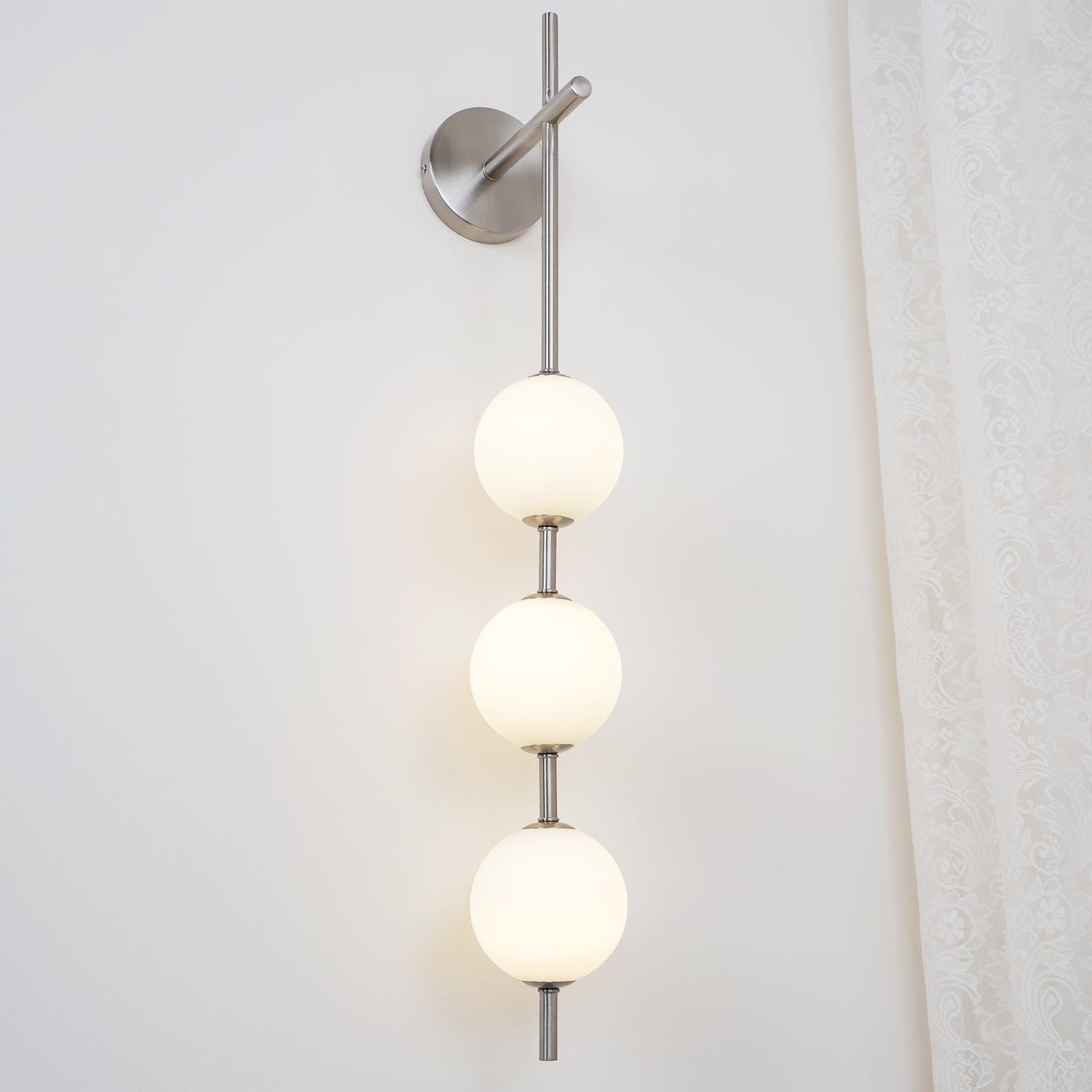 Modern Wall Lamp | Vertical Glass Globe Sconce for Bedroom