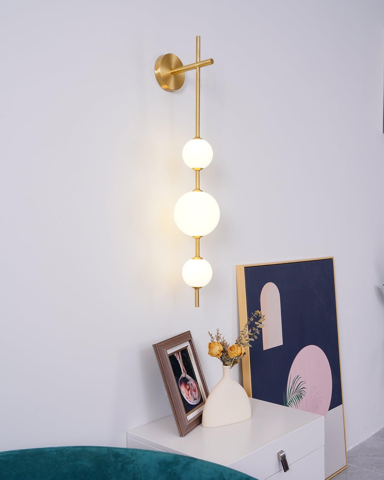 Modern Wall Lamp | Vertical Glass Globe Sconce for Bedroom