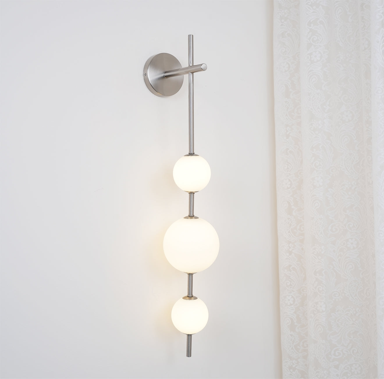 Modern Wall Lamp | Vertical Glass Globe Sconce for Bedroom