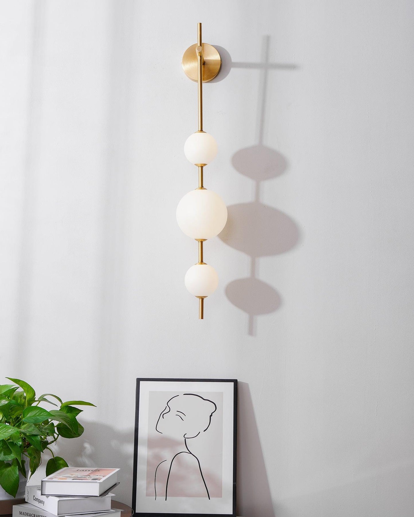 Modern Wall Lamp | Vertical Glass Globe Sconce for Bedroom