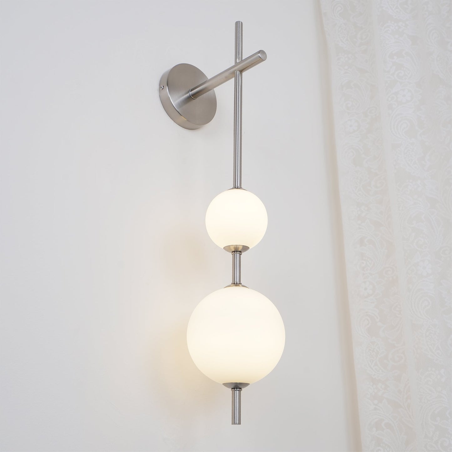 Modern Wall Lamp | Vertical Glass Globe Sconce for Bedroom