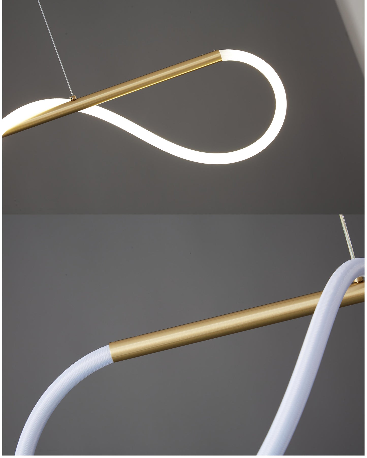 Modern Rope LED Linear Chandelier Ceiling Light | Minimalist Dining Room Lighting