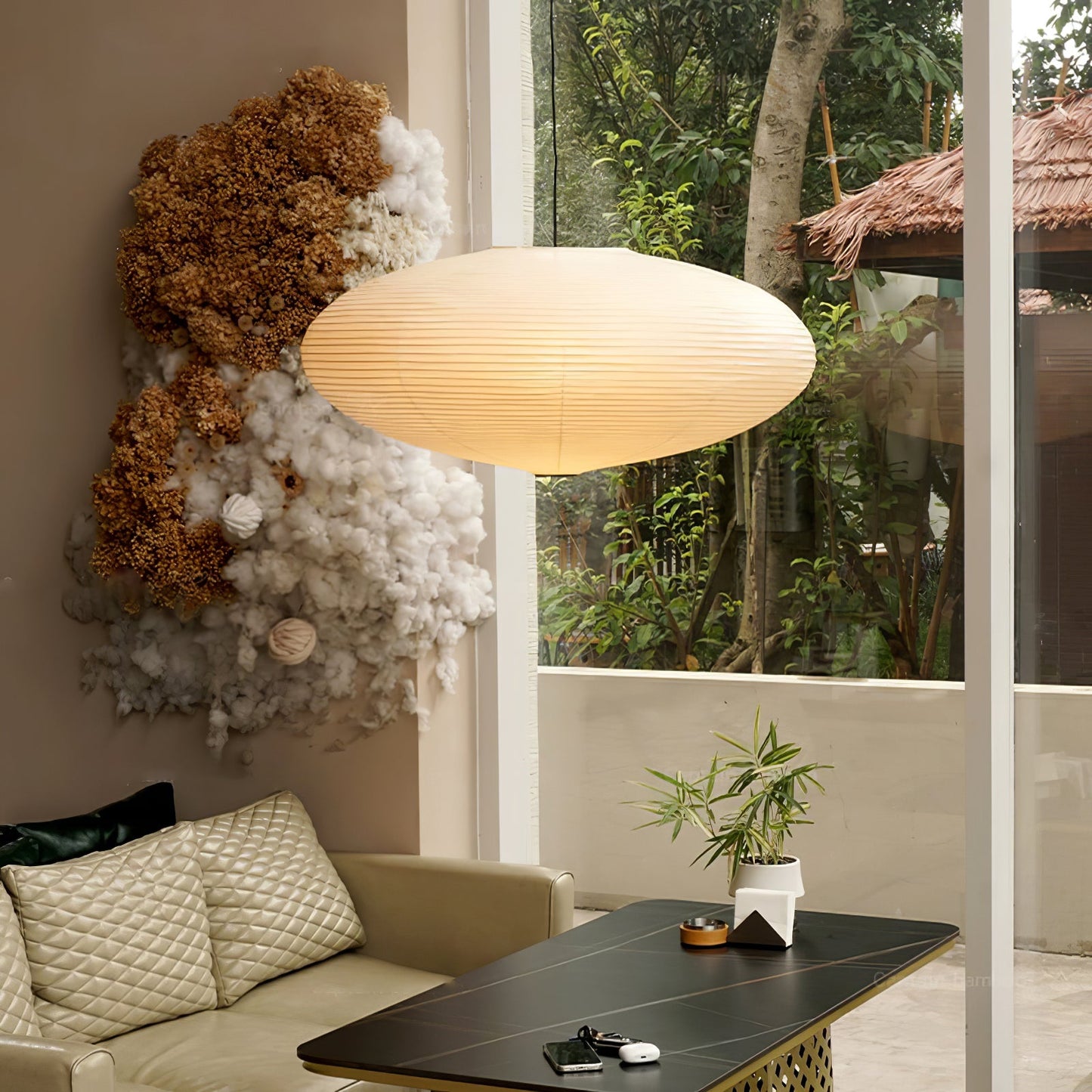 Japanese Paper Pendant Ceiling Lamp | Modern Hanging Light for Bedroom and Living