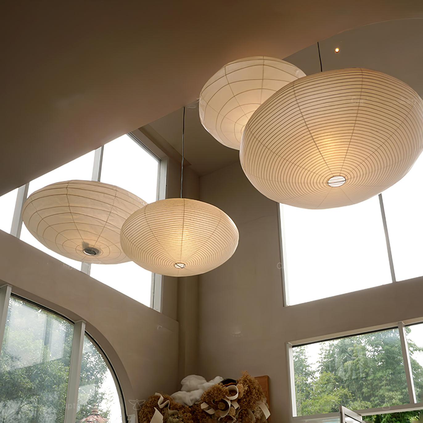 Japanese Paper Pendant Ceiling Lamp | Modern Hanging Light for Bedroom and Living