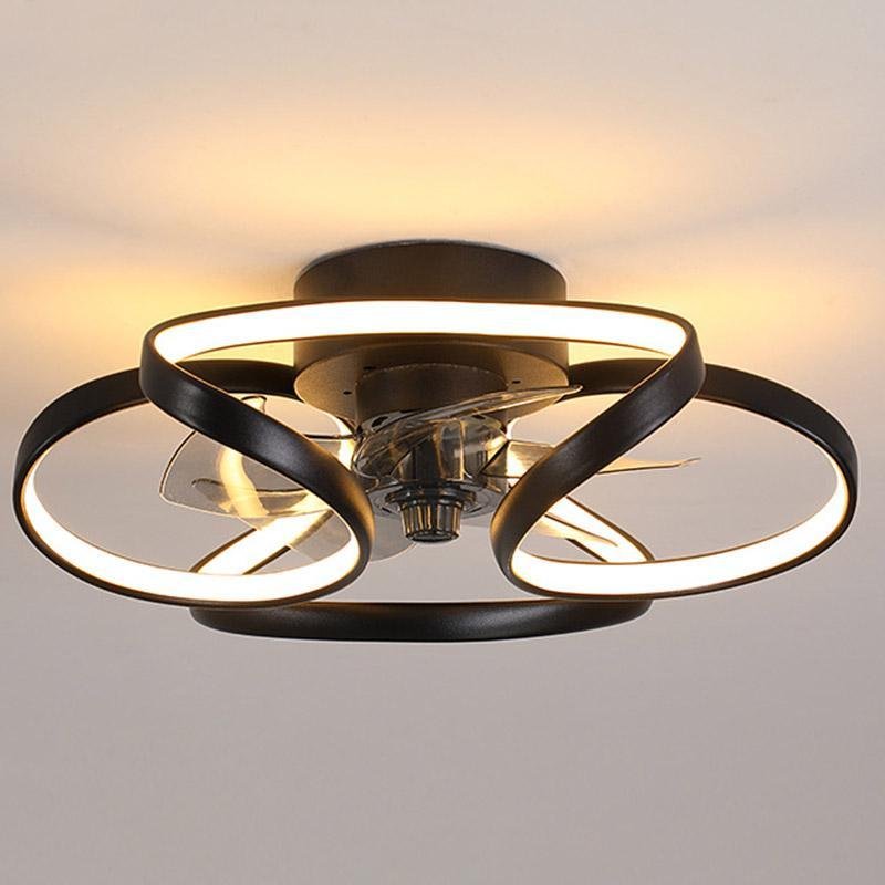 Modern Flush Mount Ceiling Fan with LED Light | Stylish Bedroom Ceiling Lamp