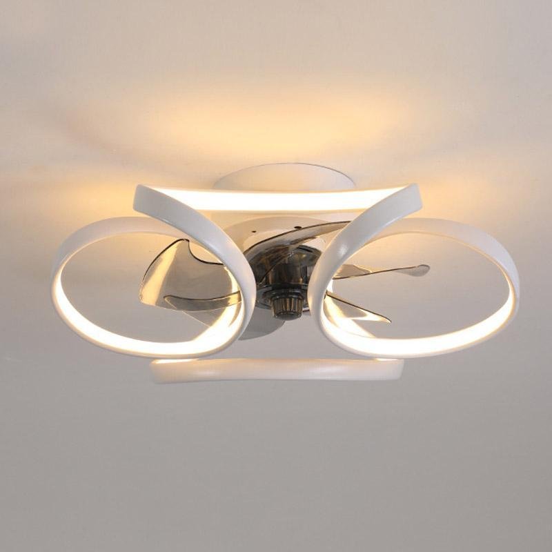 Modern Flush Mount Ceiling Fan with LED Light | Stylish Bedroom Ceiling Lamp