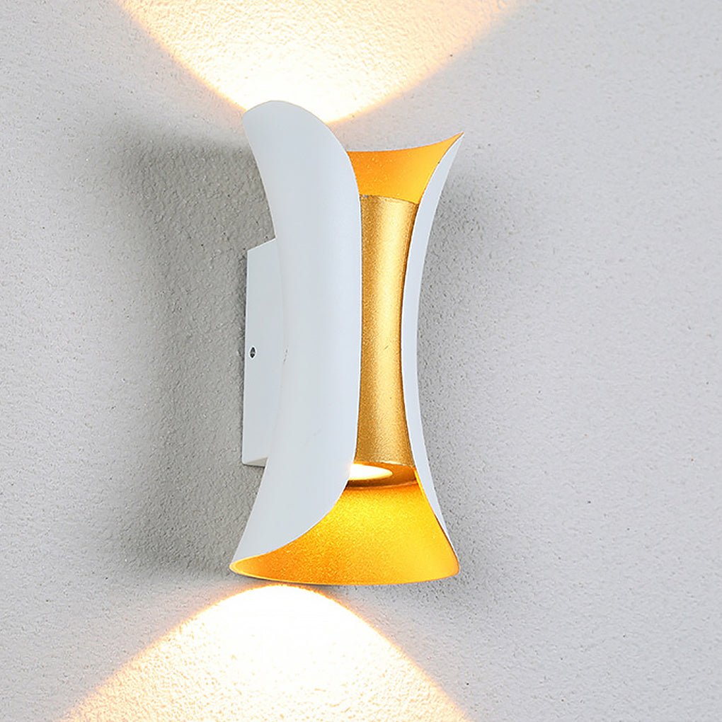 Outdoor LED Wall Sconce in Modern Curved Design | Waterproof Up and Down Wall Light