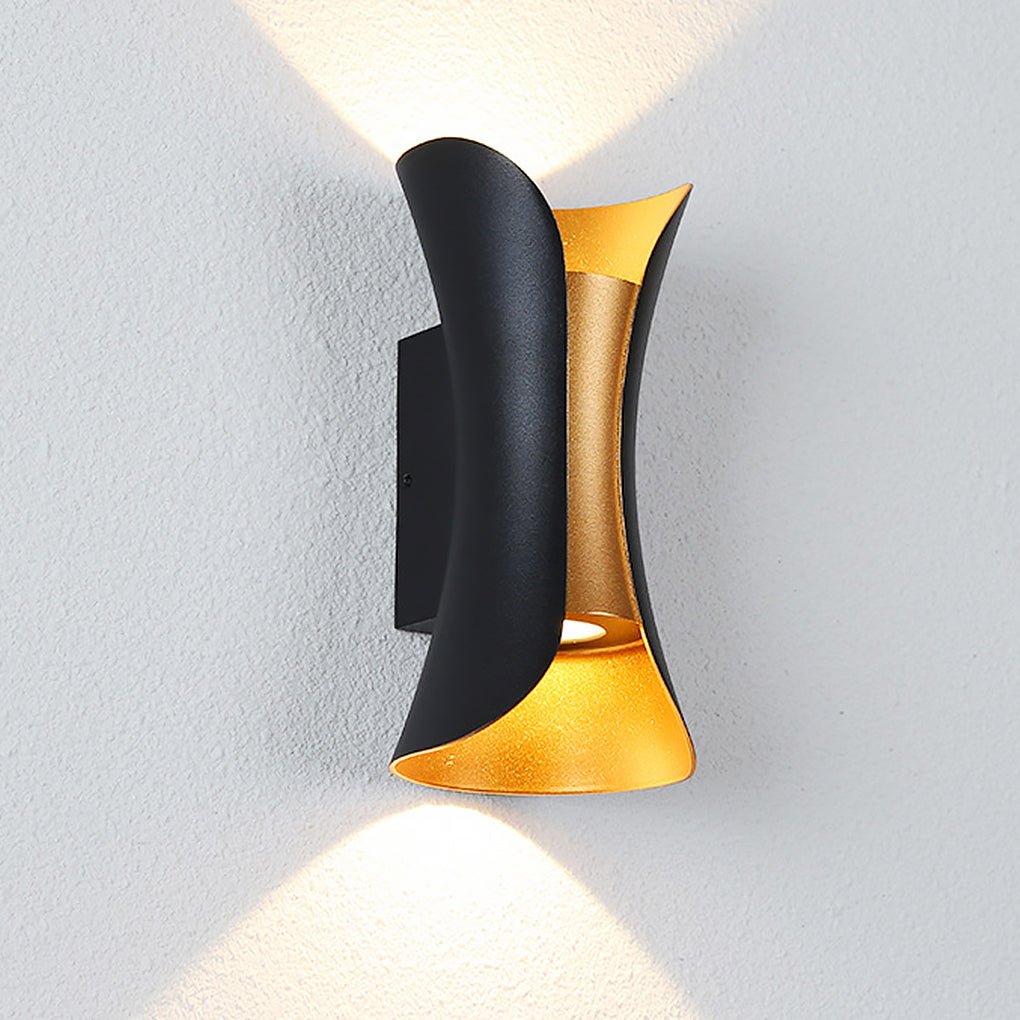 Outdoor LED Wall Sconce in Modern Curved Design | Waterproof Up and Down Wall Light