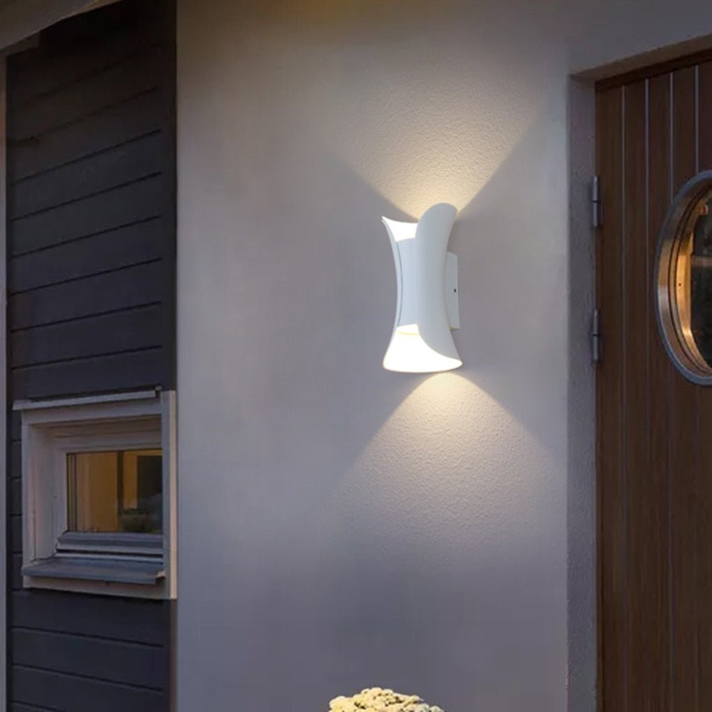 Outdoor LED Wall Sconce in Modern Curved Design | Waterproof Up and Down Wall Light