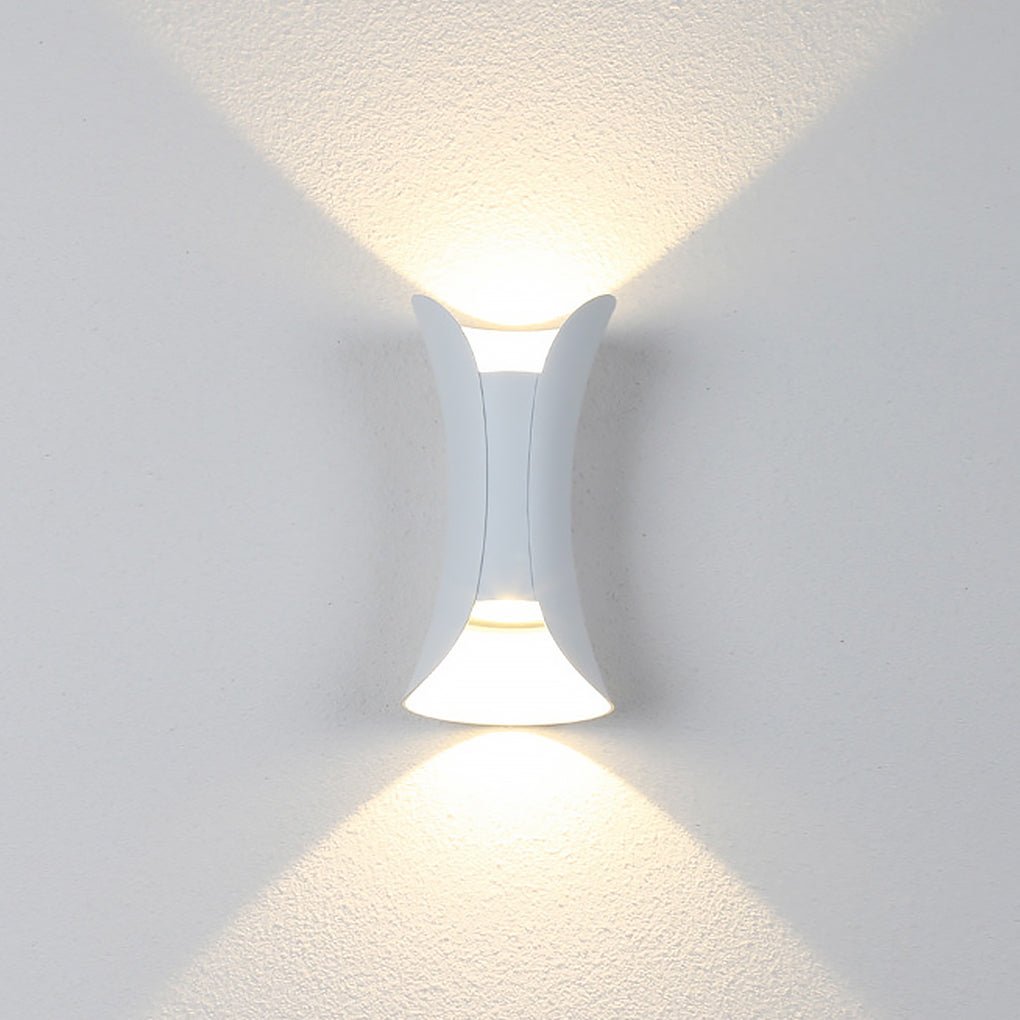 Outdoor LED Wall Sconce in Modern Curved Design | Waterproof Up and Down Wall Light