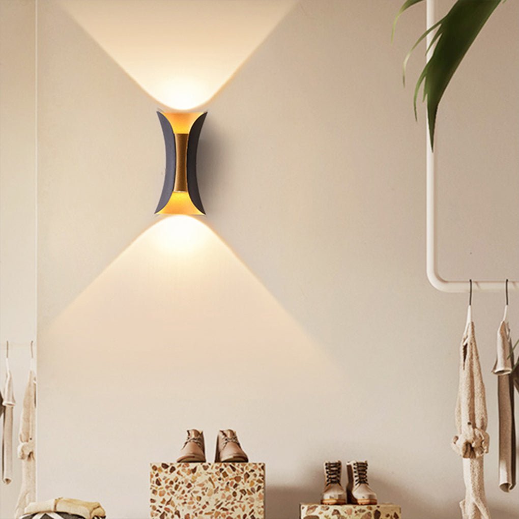 Outdoor LED Wall Sconce in Modern Curved Design | Waterproof Up and Down Wall Light