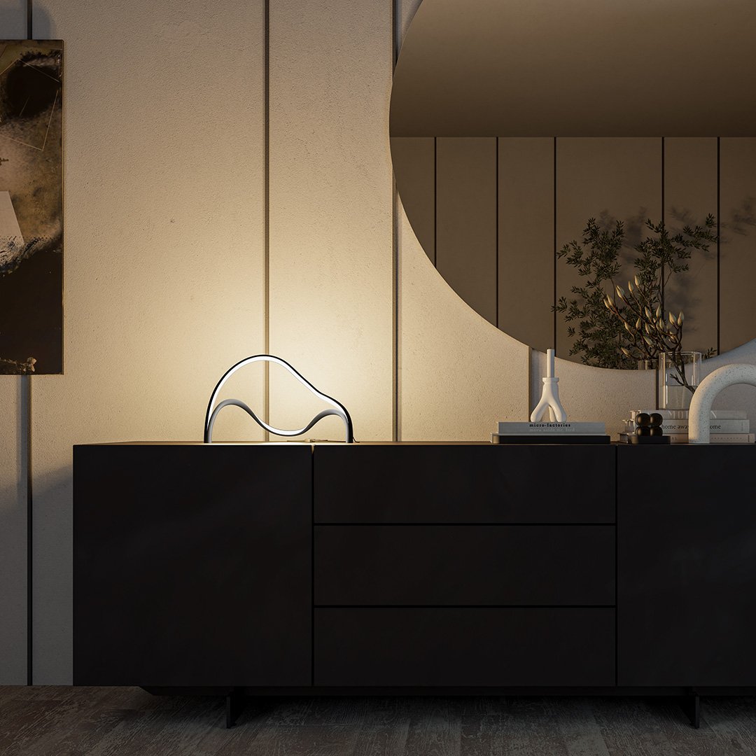 Modern LED Table Lamp with Sculptural Design | Elegant Bedside and Desk Light