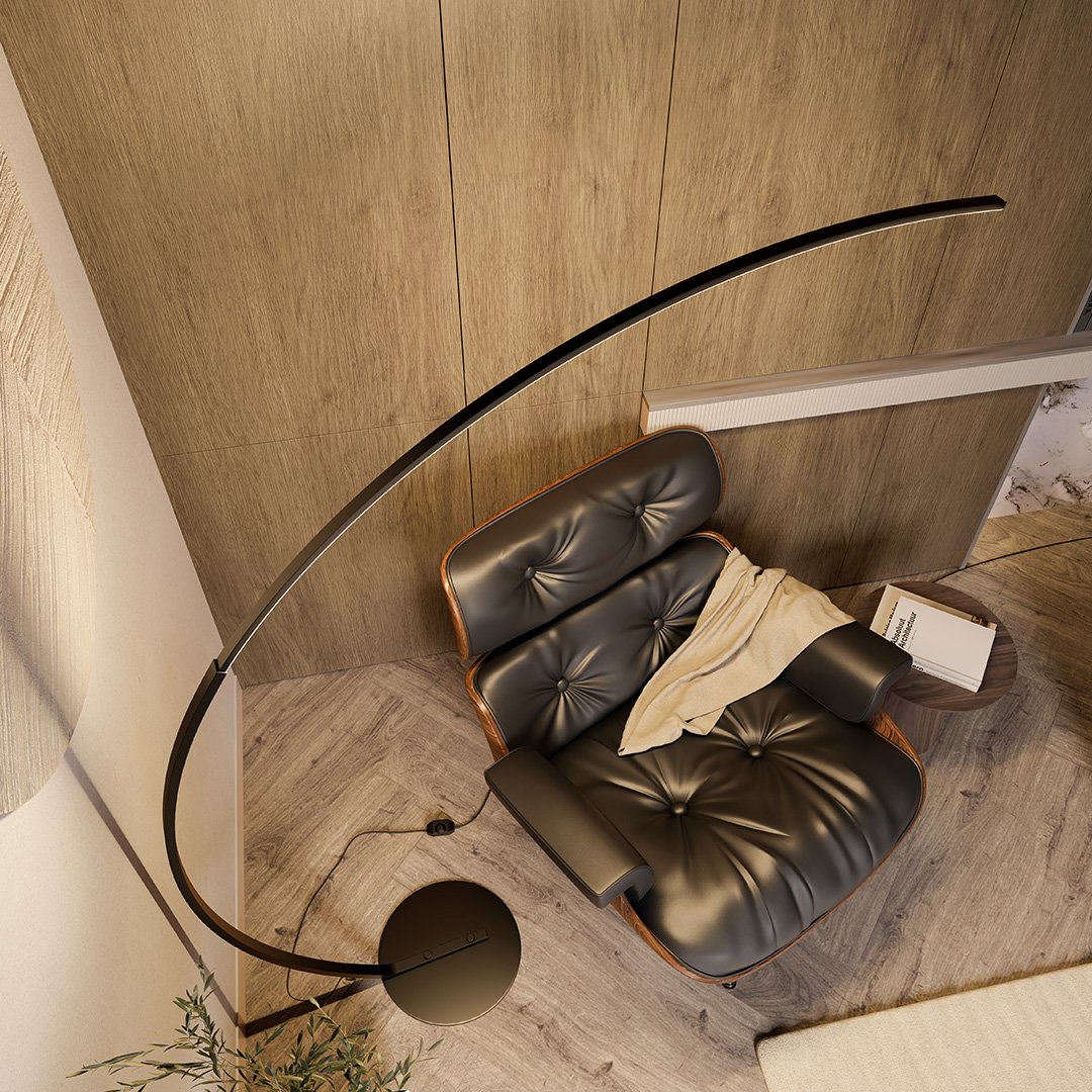 Modern Arc LED Floor Lamp in Minimalist Style | Adjustable Standing Light for Living Room