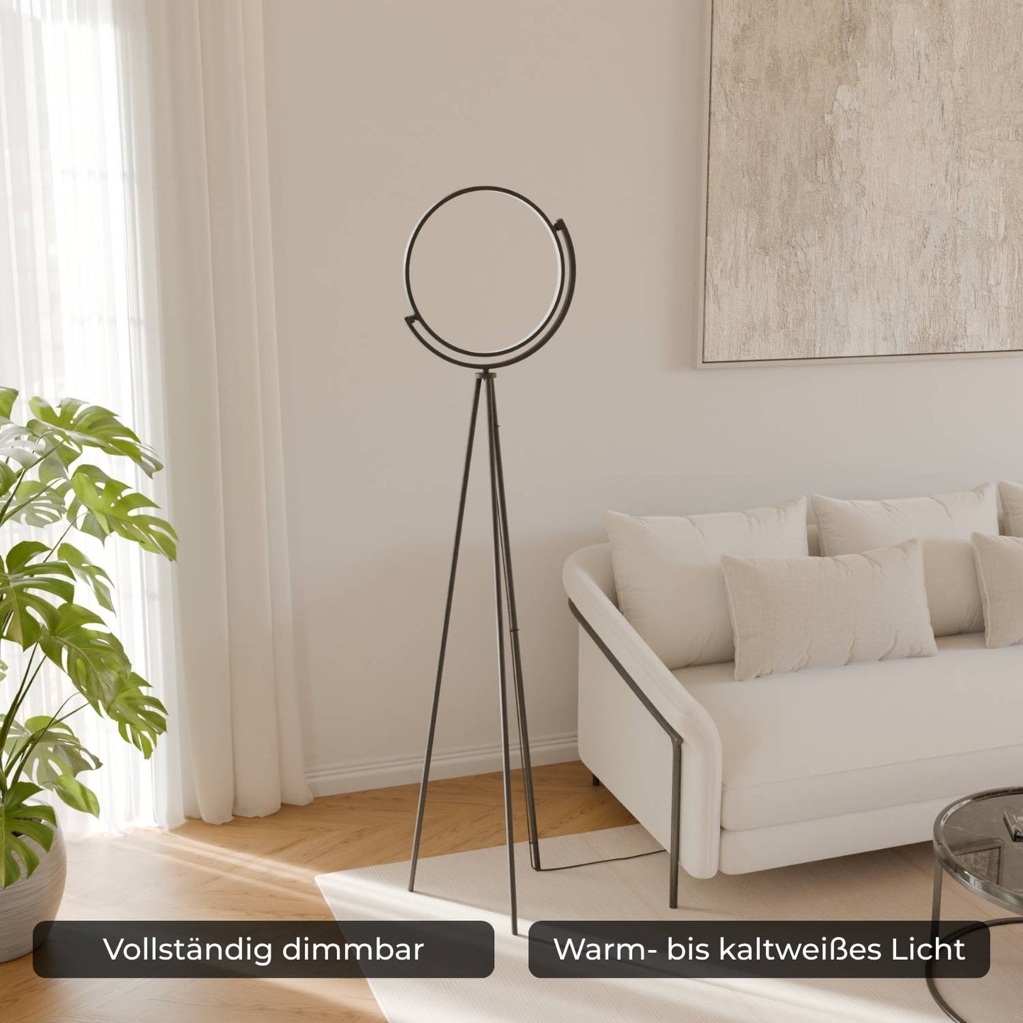 Futuristic Modern Floor Lamp with Rotating Lampshade | Standing Light for Living Room